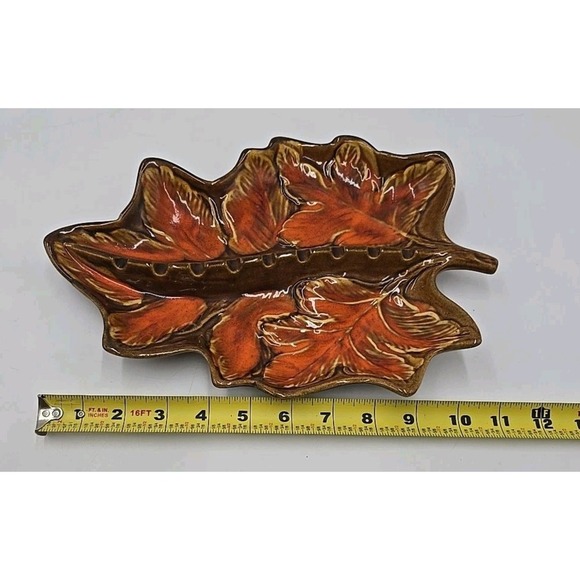 MCM California Pottery 326-328 Ash Dish Maple Leaf Brown Orange - Picture 7 of 8